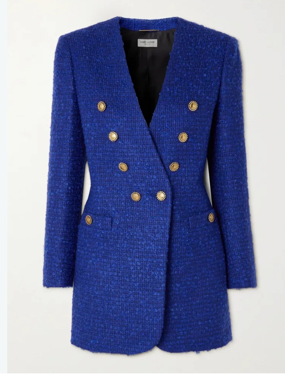 SAINT LAURENT
Blue Tweed Long Double Breasted Jacket